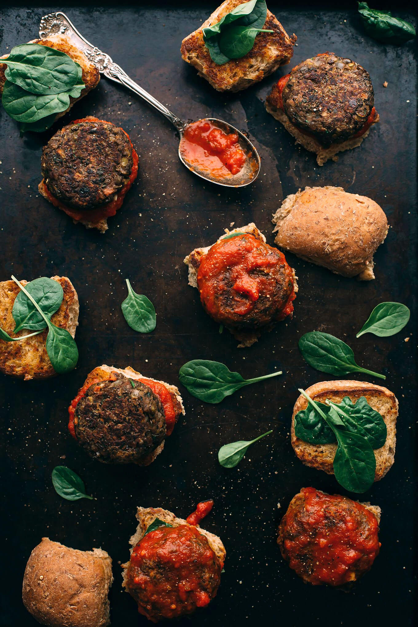 Vegan Italian-Style Lentil and Mushroom Meatball Sliders