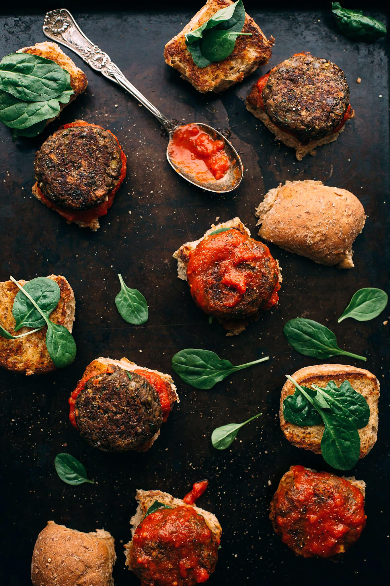 Vegan Italian-Style Lentil and Mushroom Meatball Sliders