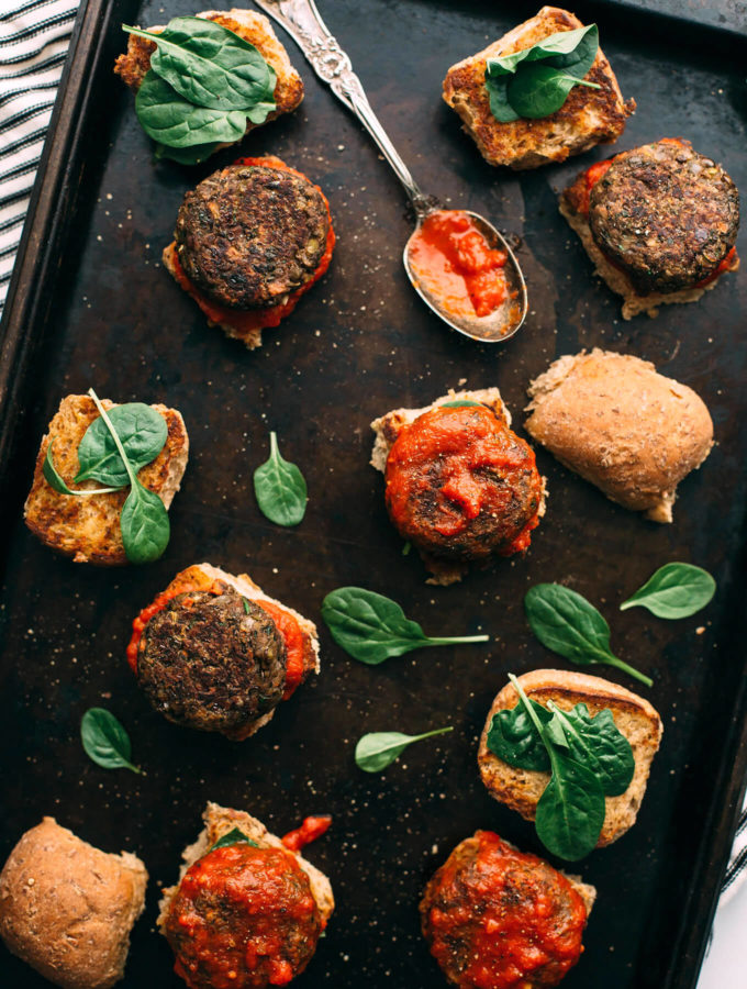 Vegan Italian-Style Lentil and Mushroom Meatball Sliders