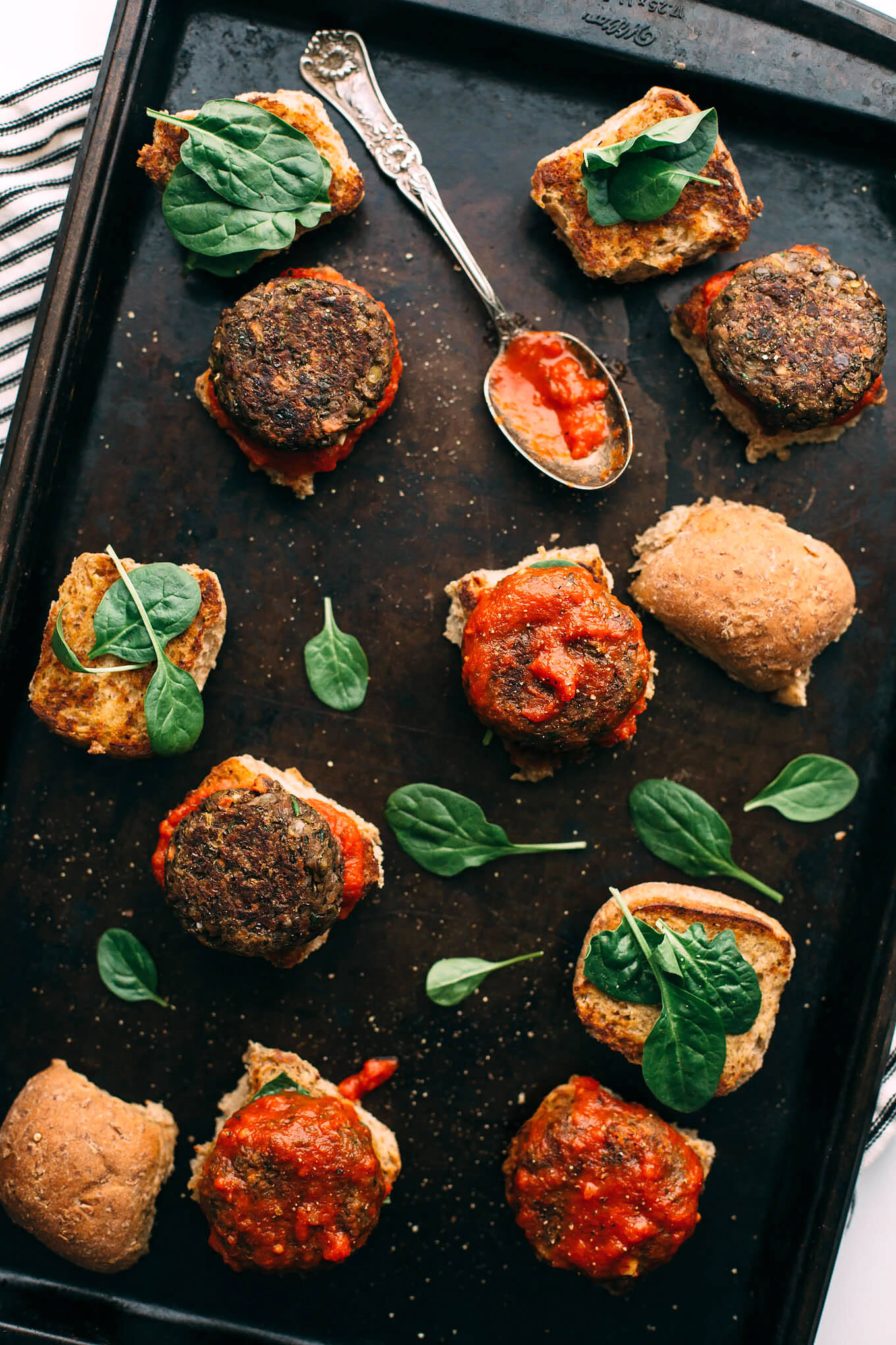 Vegan Italian-Style Lentil and Mushroom Meatball Sliders