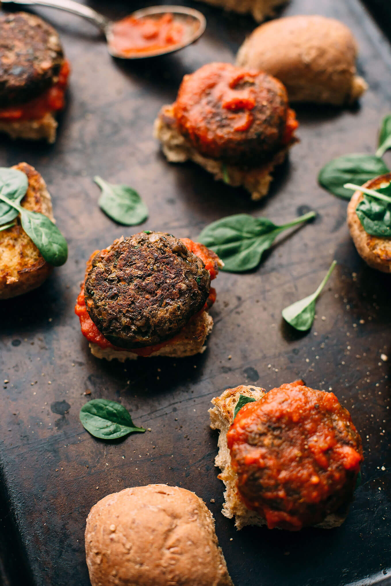 Vegan Italian-Style Lentil and Mushroom Meatball Sliders
