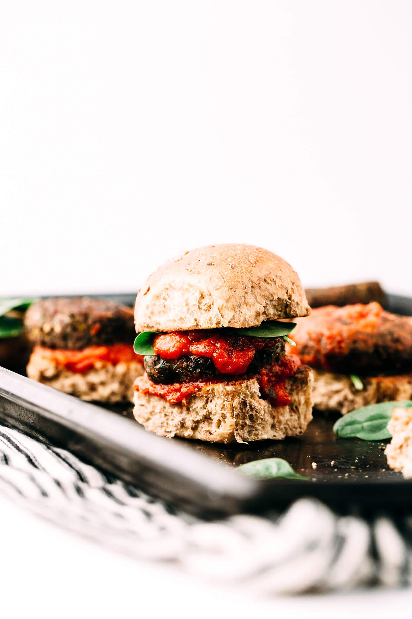 Vegan Italian-Style Lentil and Mushroom Meatball Sliders