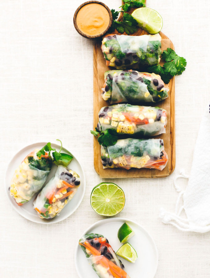 Southwest Vegan Spring Rolls with Smoky Chipotle Sauce