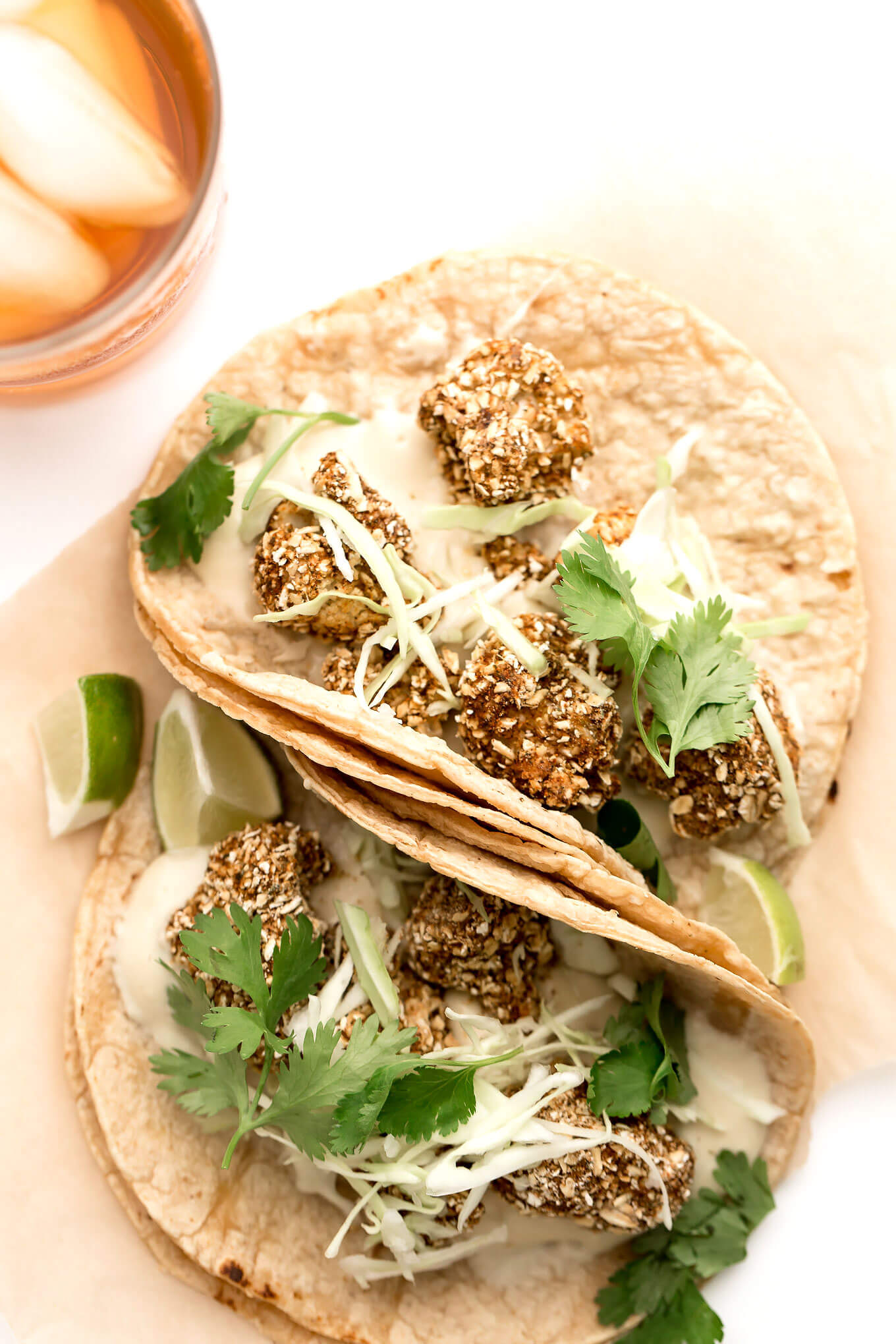 Vegan Crispy Cauliflower Tacos with Cashew Mozzarella