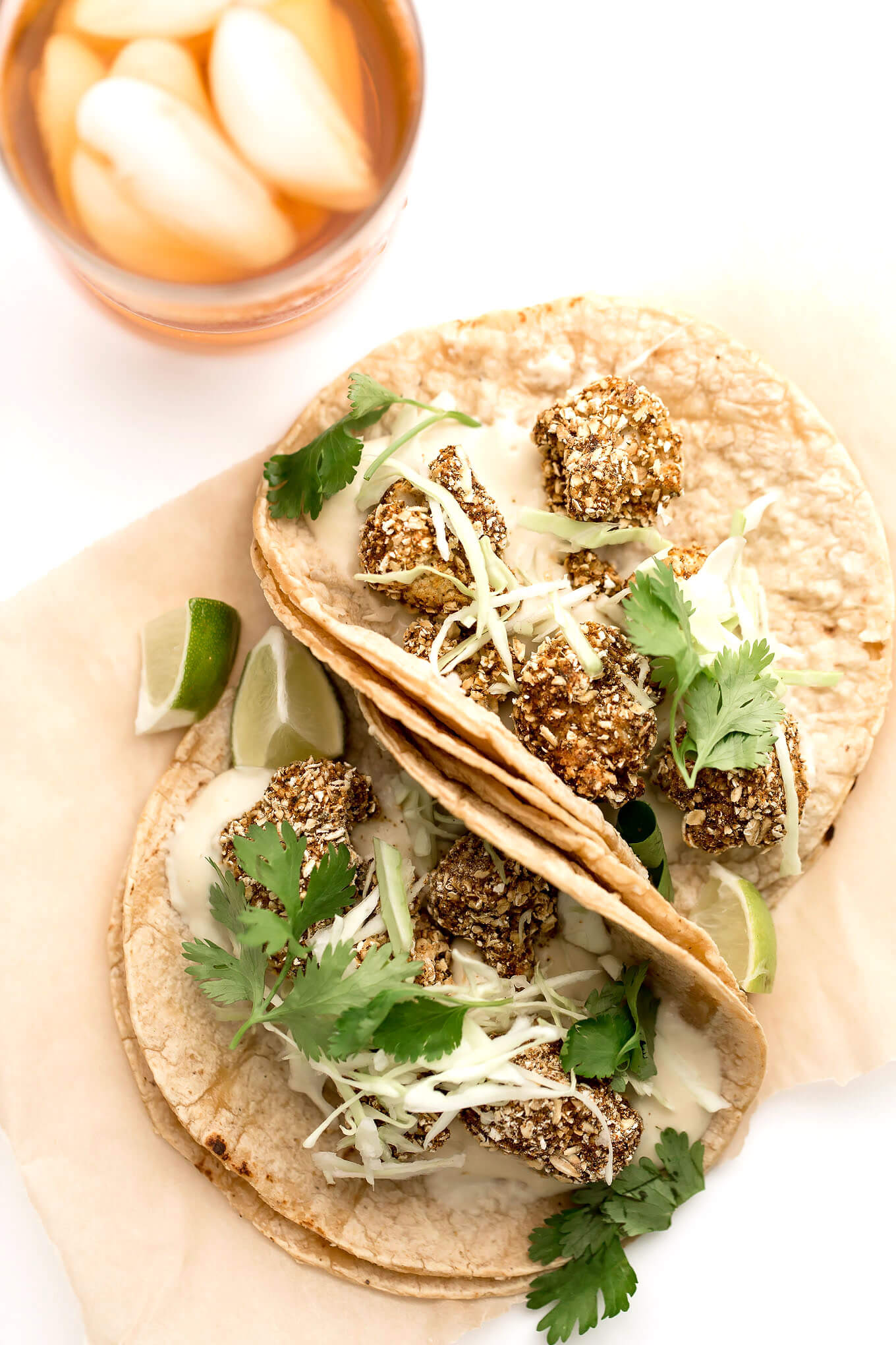 Vegan Crispy Cauliflower Tacos with Cashew Mozzarella