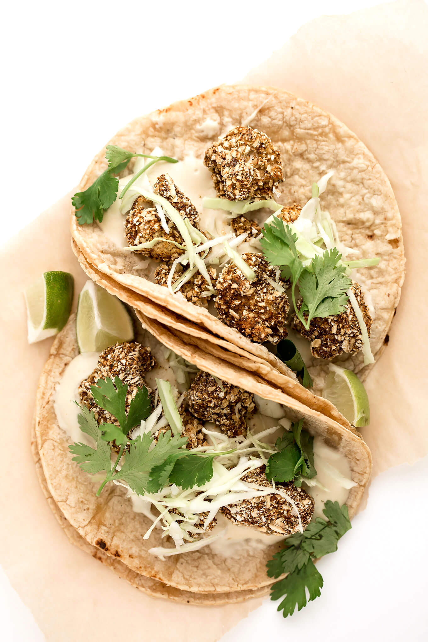 Vegan Crispy Cauliflower Tacos with Cashew Mozzarella