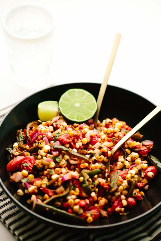 Fire-Roasted Corn, Poblano + Tomato Summer Salad