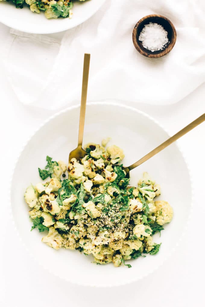 Vegan Roasted Cauliflower Green Goddess Salad