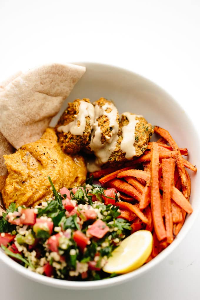 Vegan Fully Loaded Fall Falafel Bowls