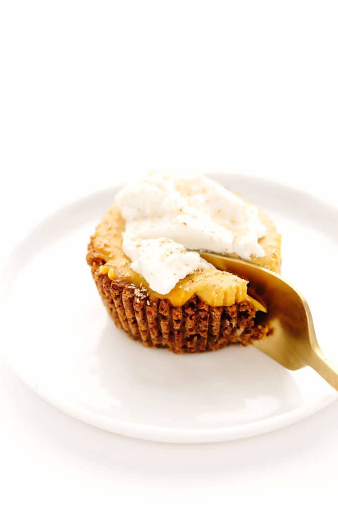 Mini Vegan Pumpkin Almond Cheesecakes