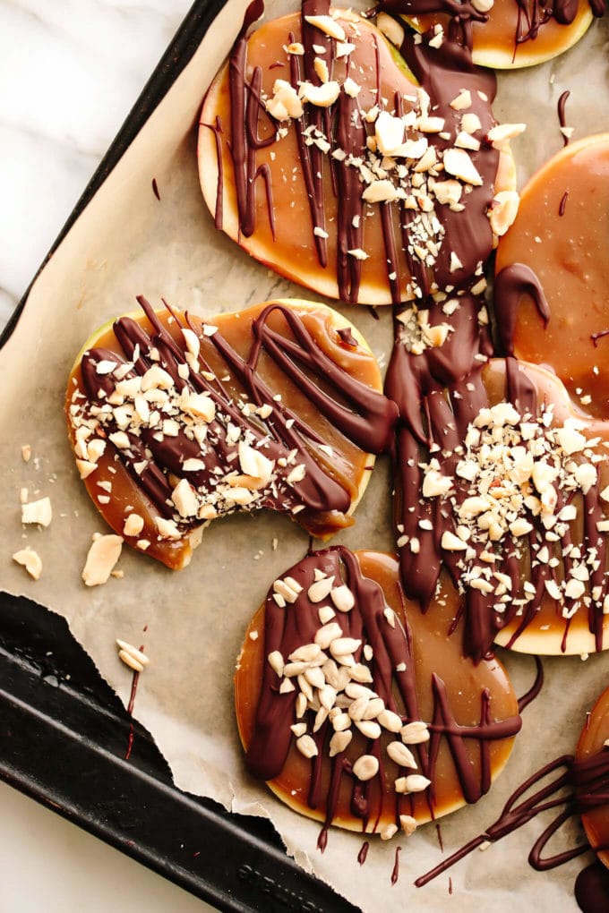 Vegan Chocolaty Caramel Apple Slices