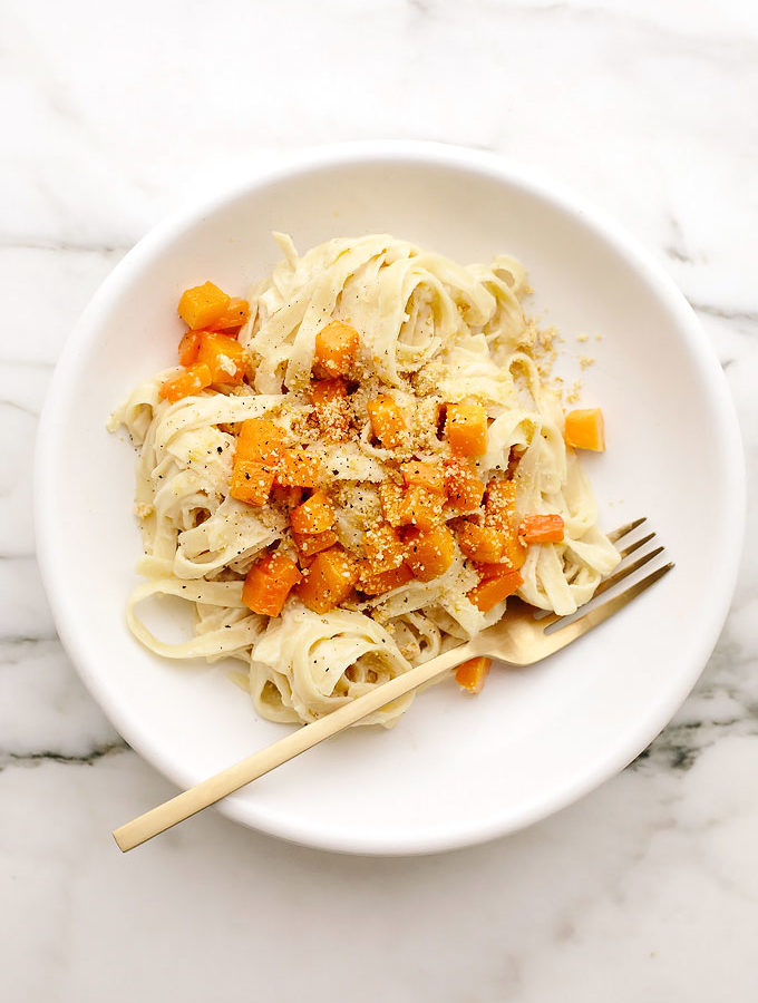 Vegan Roasted Butternut Squash Fettuccine Alfredo