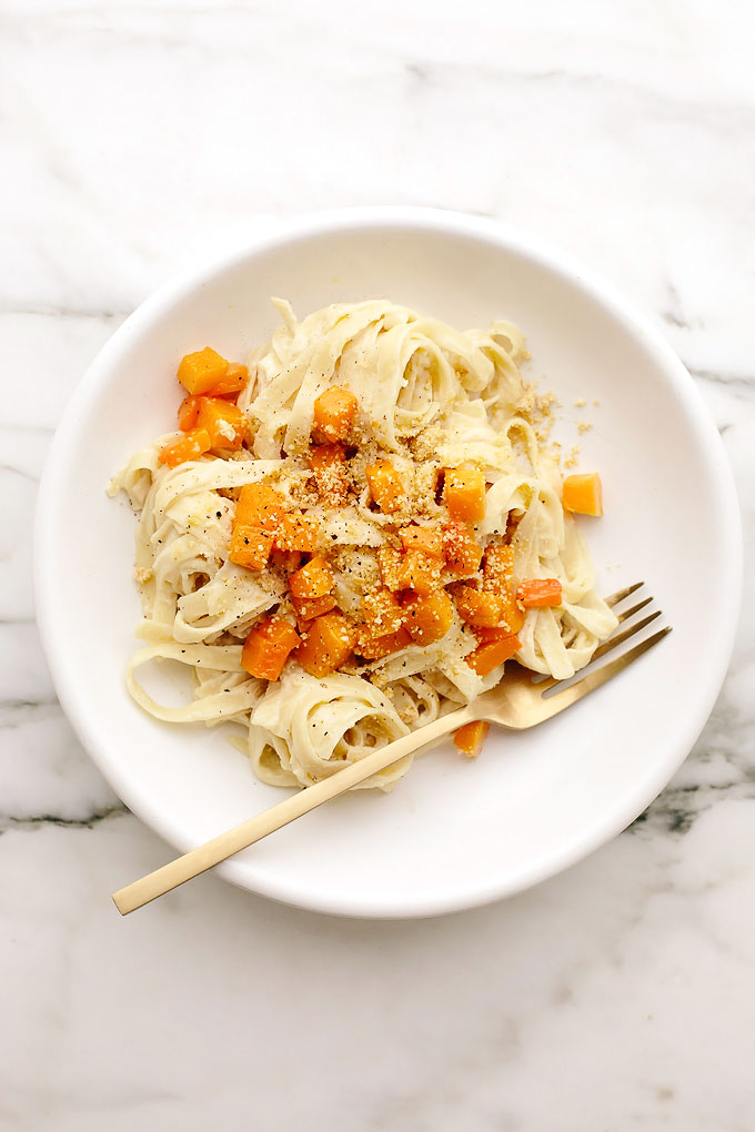 Vegan Roasted Butternut Squash Fettuccine Alfredo