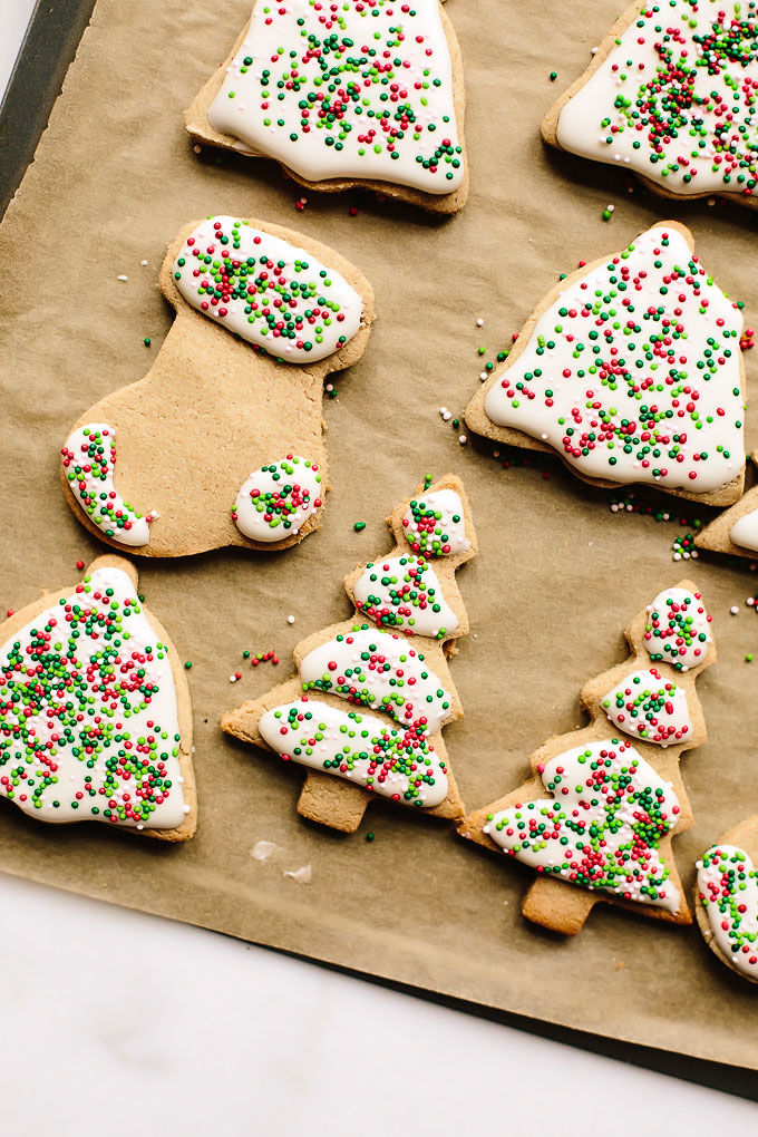 Vegan Gluten-Free Iced Holiday Shortbread Cookies