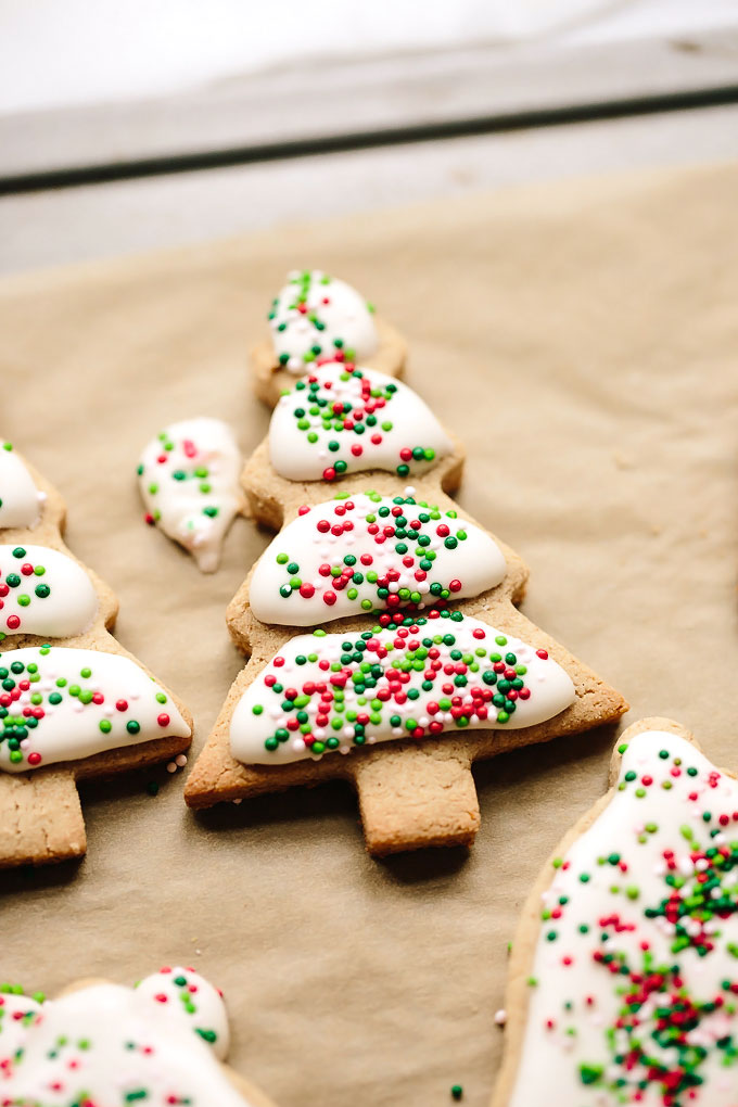 Vegan Gluten-Free Iced Holiday Shortbread Cookies