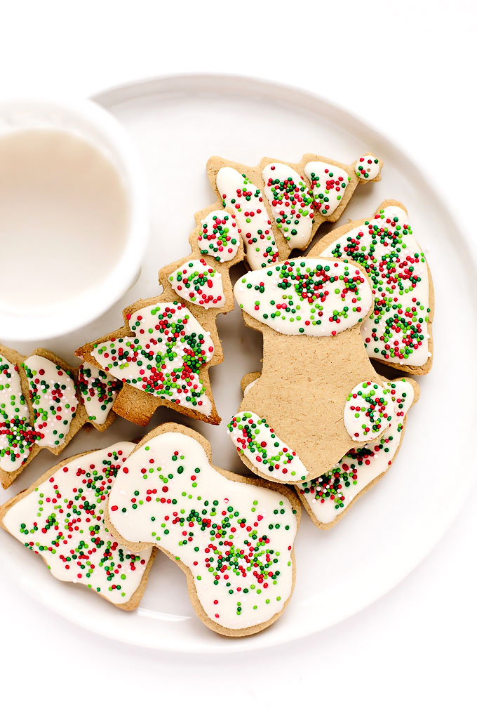 Vegan Gluten-Free Iced Holiday Shortbread Cookies