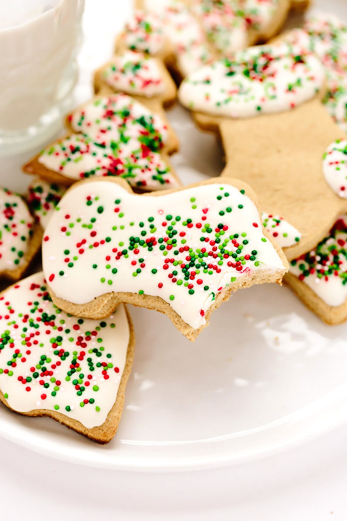 Vegan Gluten-Free Iced Holiday Shortbread Cookies