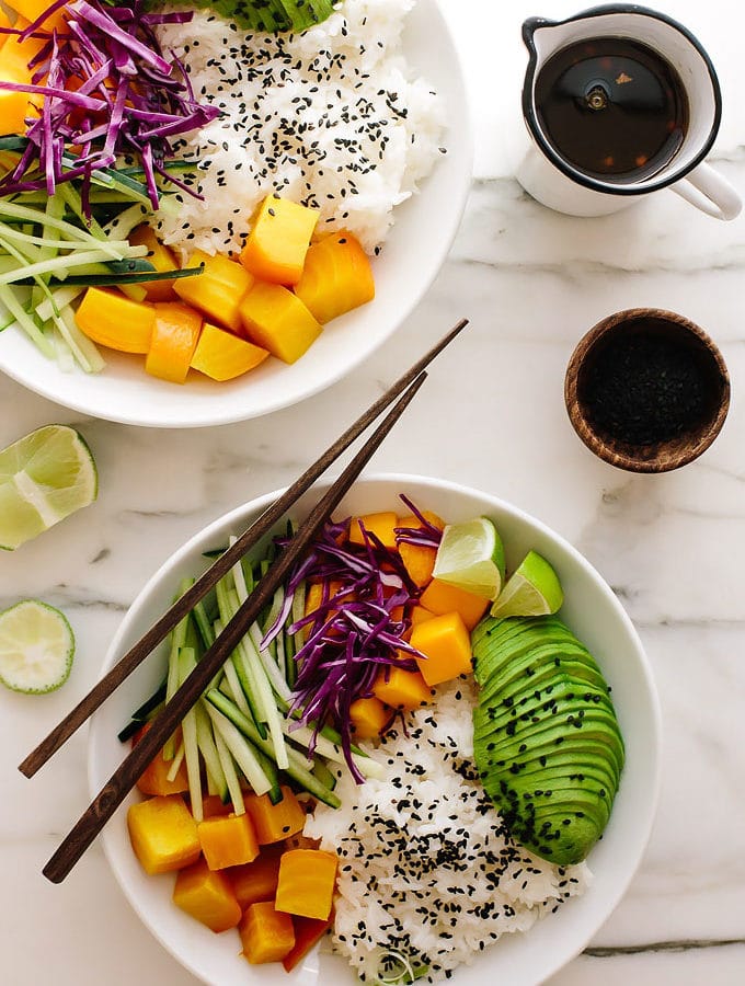 Beet + Mango Rice Bowls with Sesame Ginger Vinaigrette