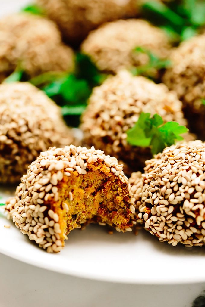 Vegan Sesame-Crusted Carrot Falafel