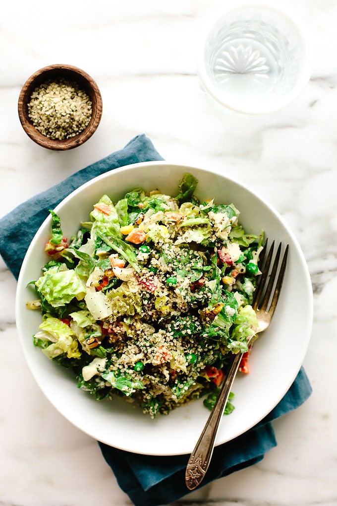 Super Veggie Vegan Chopped Salad with Cashew Ranch Dressing