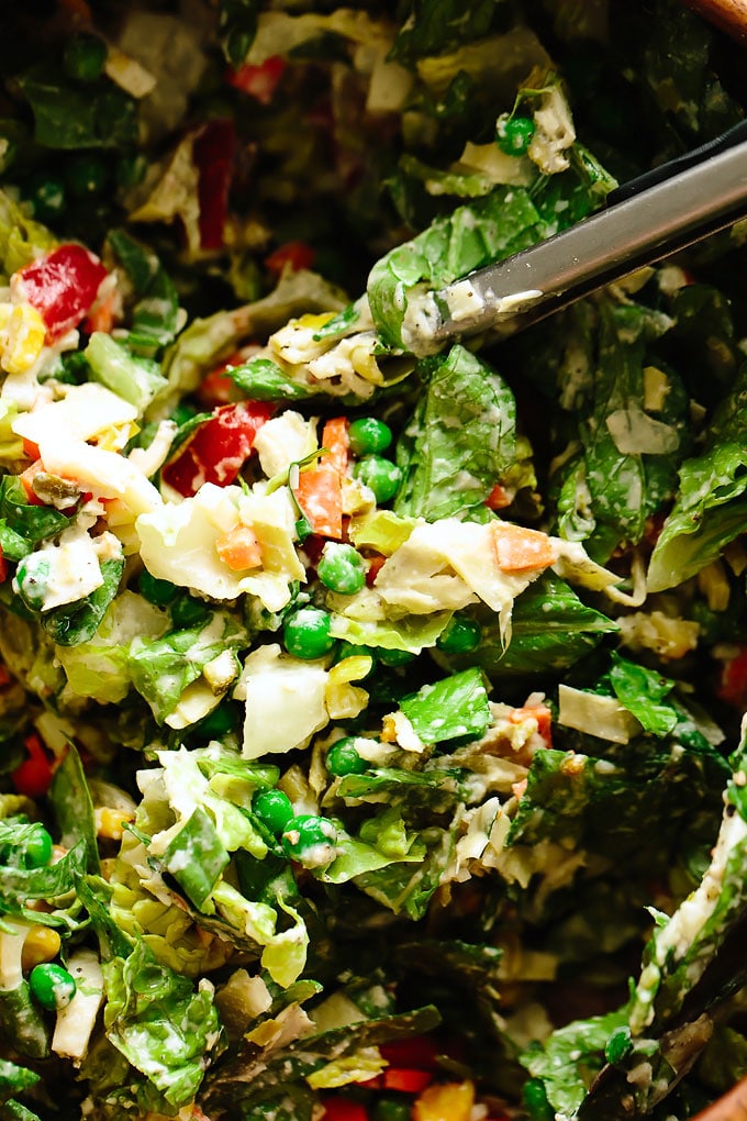 Super Veggie Vegan Chopped Salad with Cashew Ranch Dressing