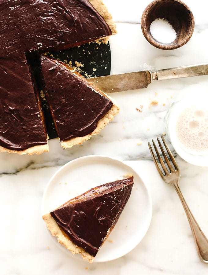 Vegan GF Caramel Chocolate Tart