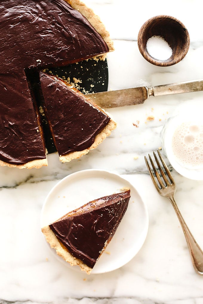 Vegan GF Caramel Chocolate Tart