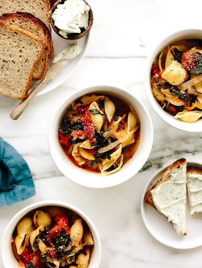 Vegan Tomato Kale Noodle Soup