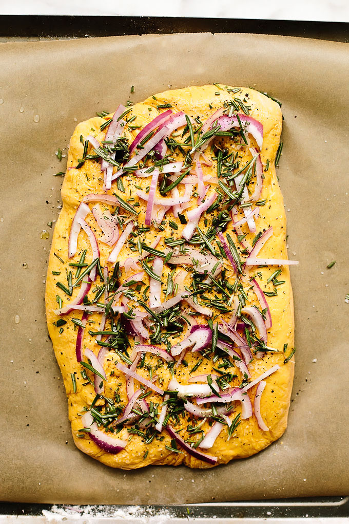 Vegan Pumpkin Focaccia Bread