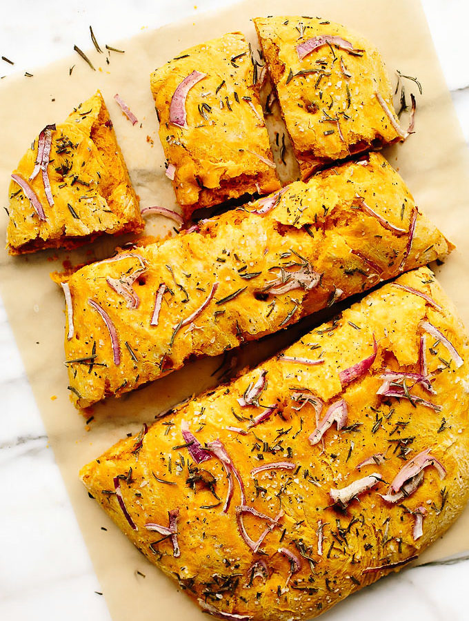 Vegan Pumpkin Focaccia Bread