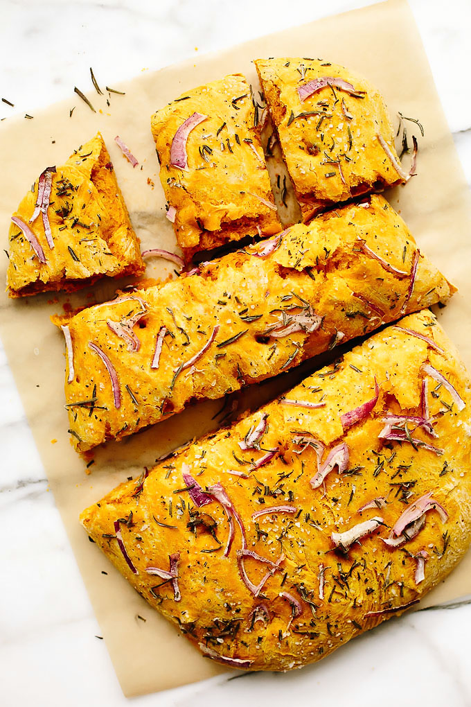 Vegan Pumpkin Focaccia Bread