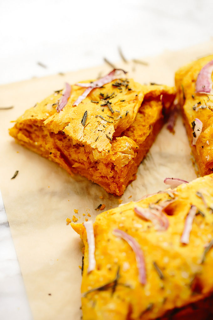 Vegan Pumpkin Focaccia Bread