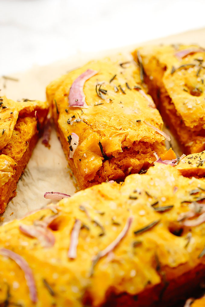 Vegan Pumpkin Focaccia Bread