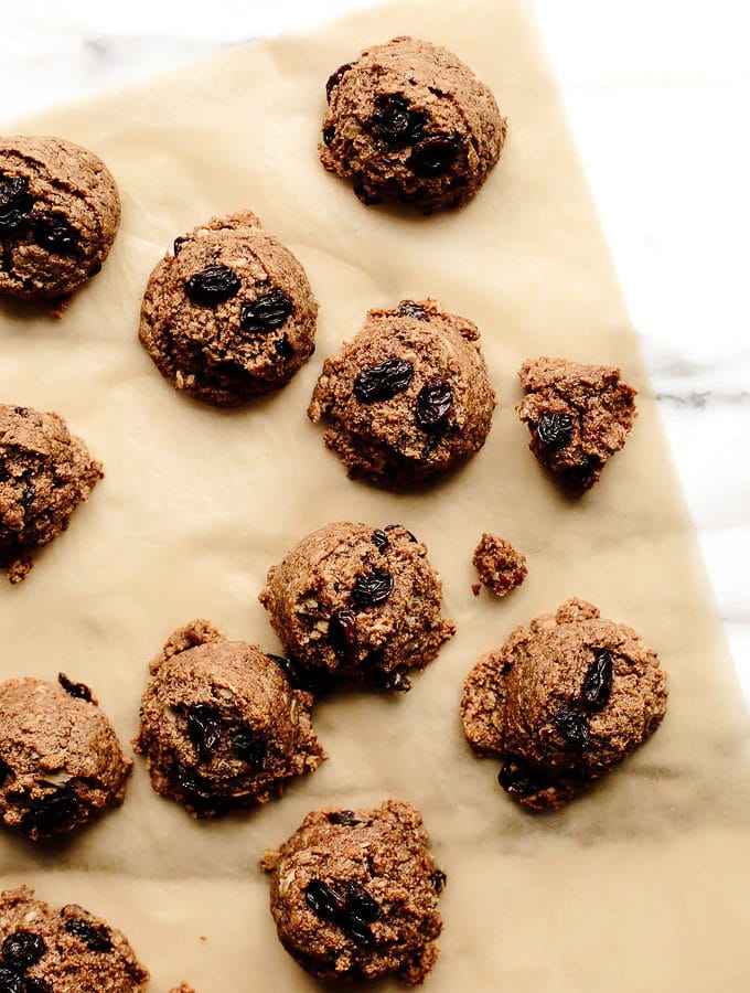 Vegan Oatmeal Raisin Almond Butter Cookies