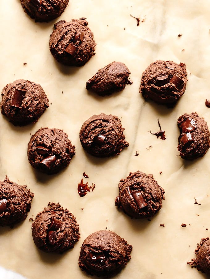 Vegan Double Chocolate Chunk Almond Butter Cookies