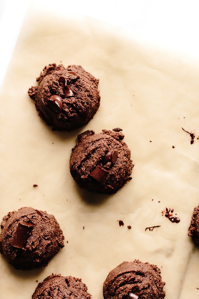 Vegan Double Chocolate Chunk Almond Butter Cookies