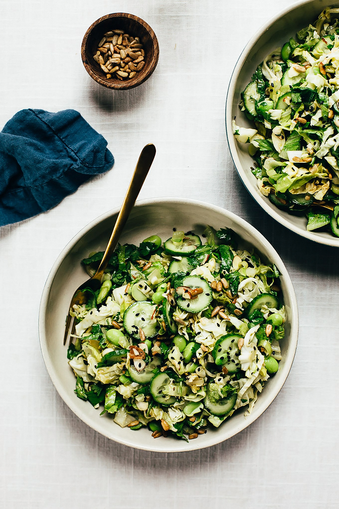 Nutty Green Veggie Crunch Salad