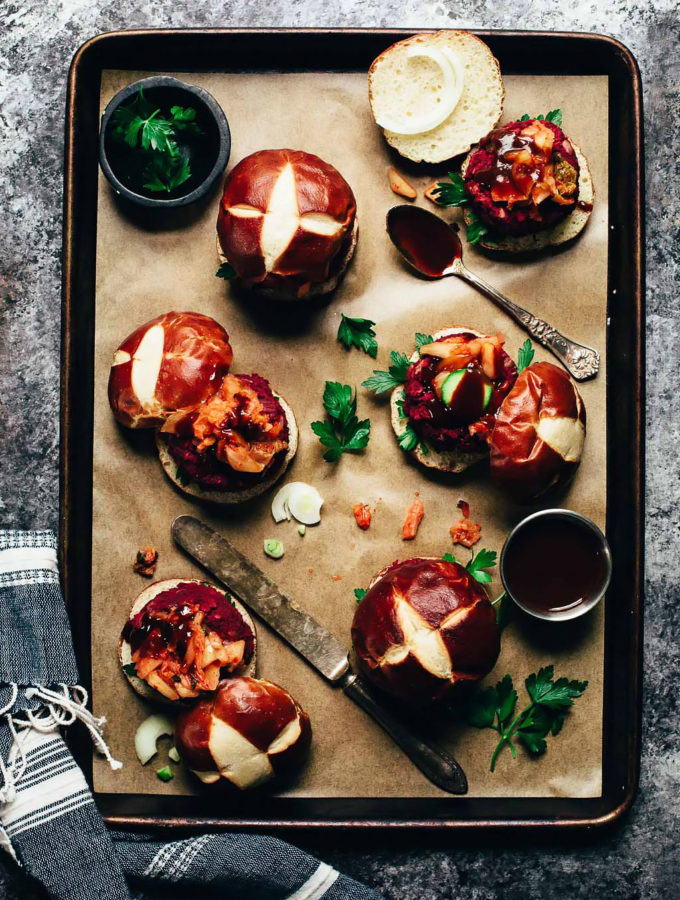 Vegan BBQ Beet Kimchi Sliders