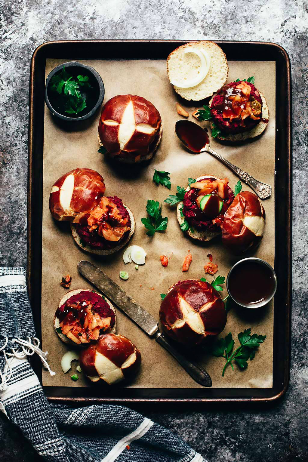 Vegan BBQ Beet Kimchi Sliders