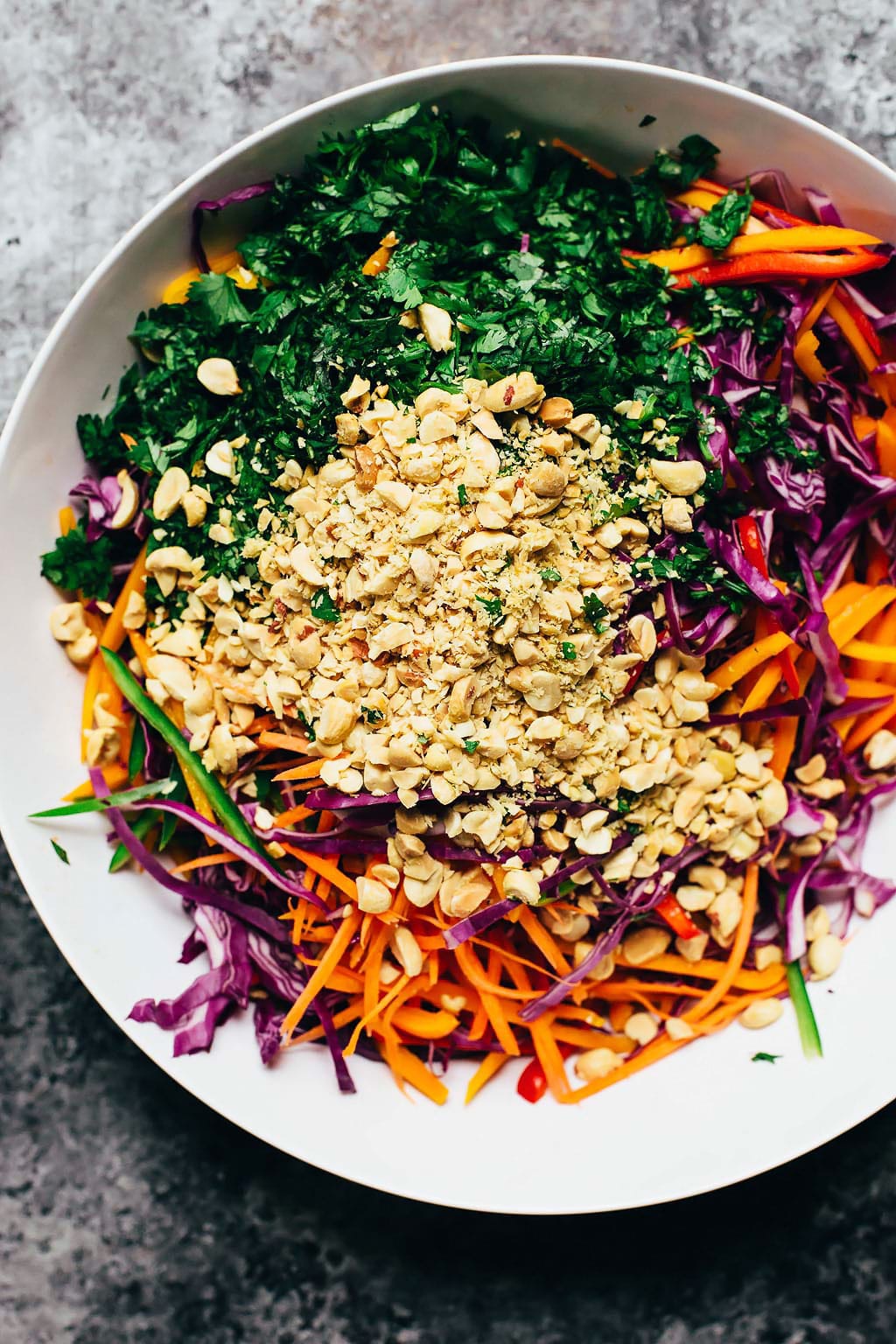 Rainbow Pepper Peanut Slaw