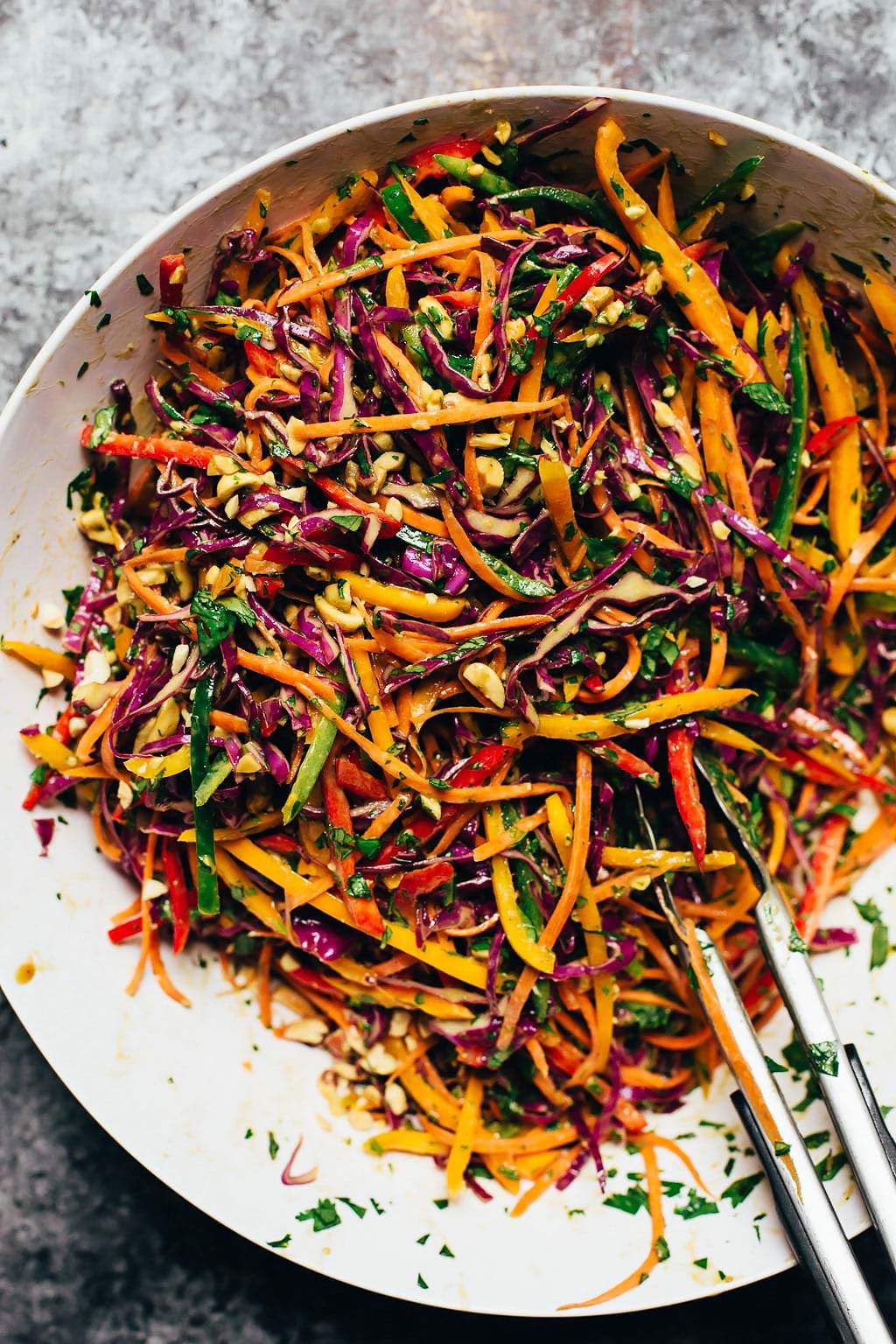 Rainbow Pepper Peanut Slaw