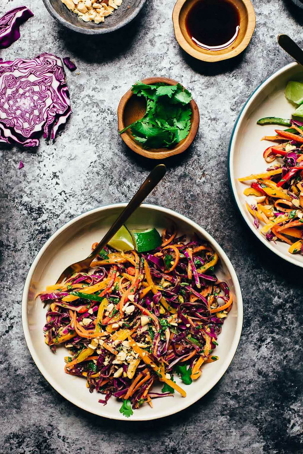 Rainbow Pepper Peanut Slaw