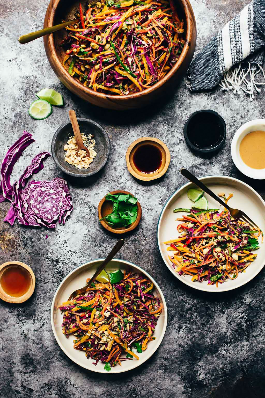 Rainbow Pepper Peanut Slaw