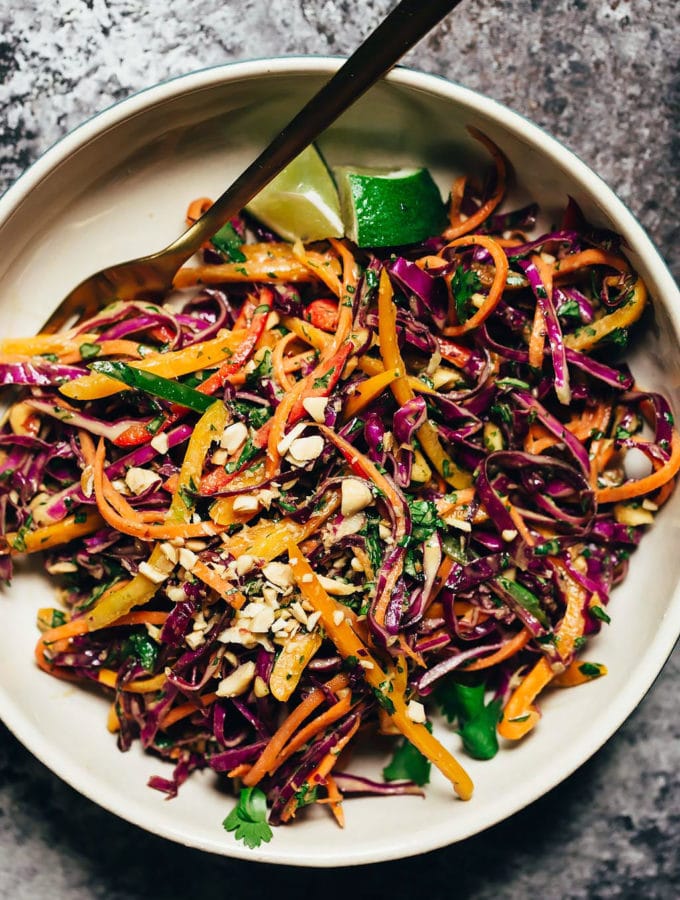 Rainbow Pepper Peanut Slaw