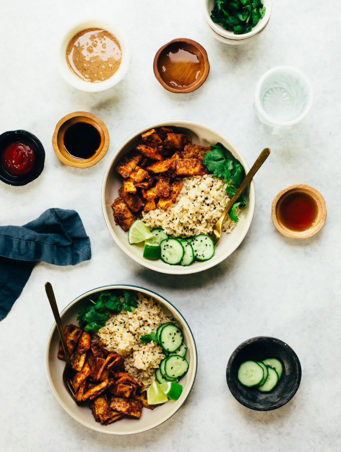 Sticky Spicy Almond Butter Tofu