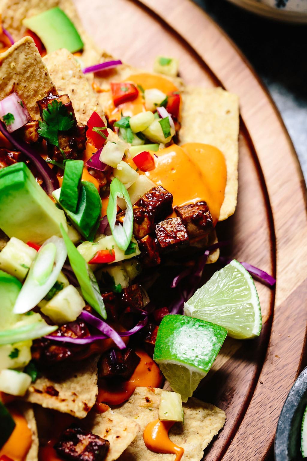 Vegan BBQ Tofu Summer Nachos with Pineapple Salsa