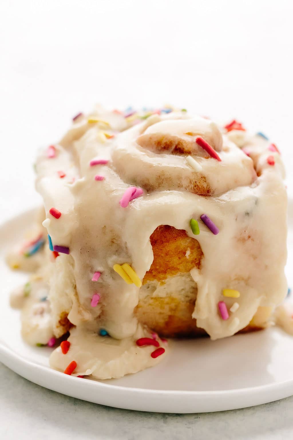 Vegan Funfetti Cinnamon Rolls Frosted