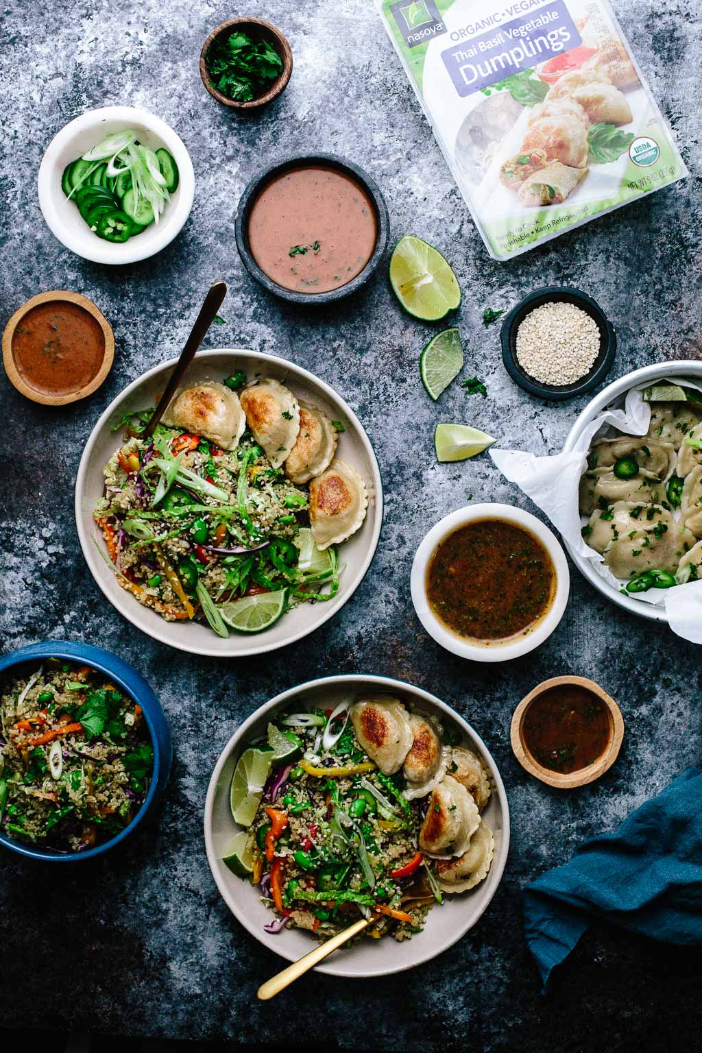 Quinoa Rainbow Veggie Dumpling Bowls