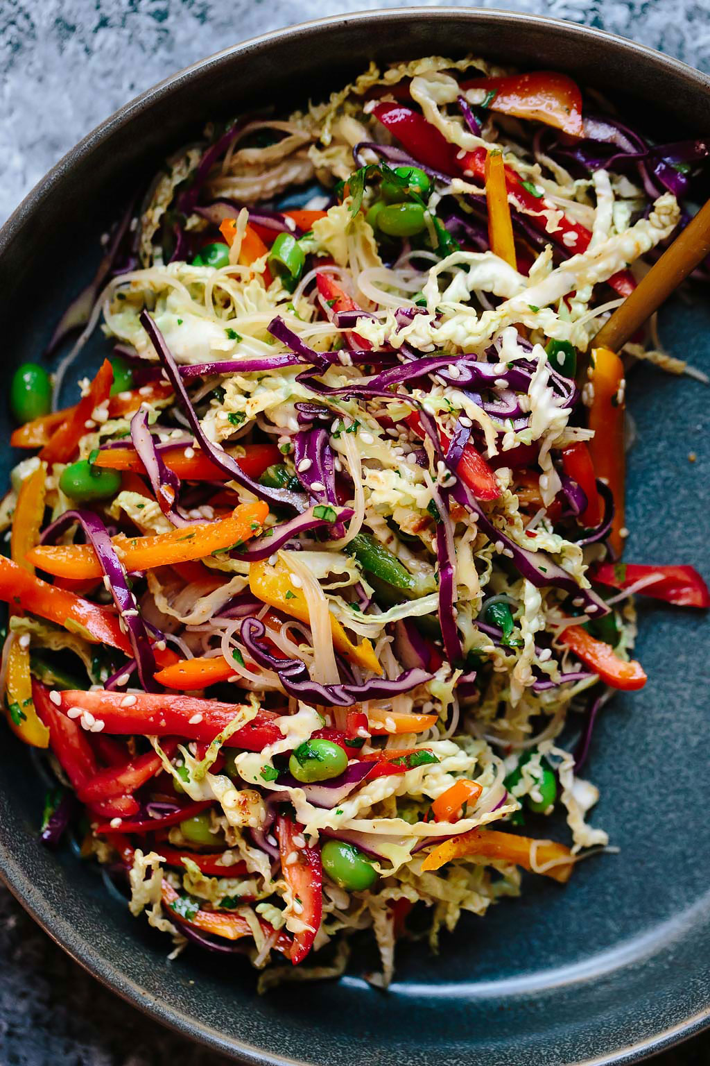 Rainbow Veggie Rice Noodle Bowls - Blissful Basil