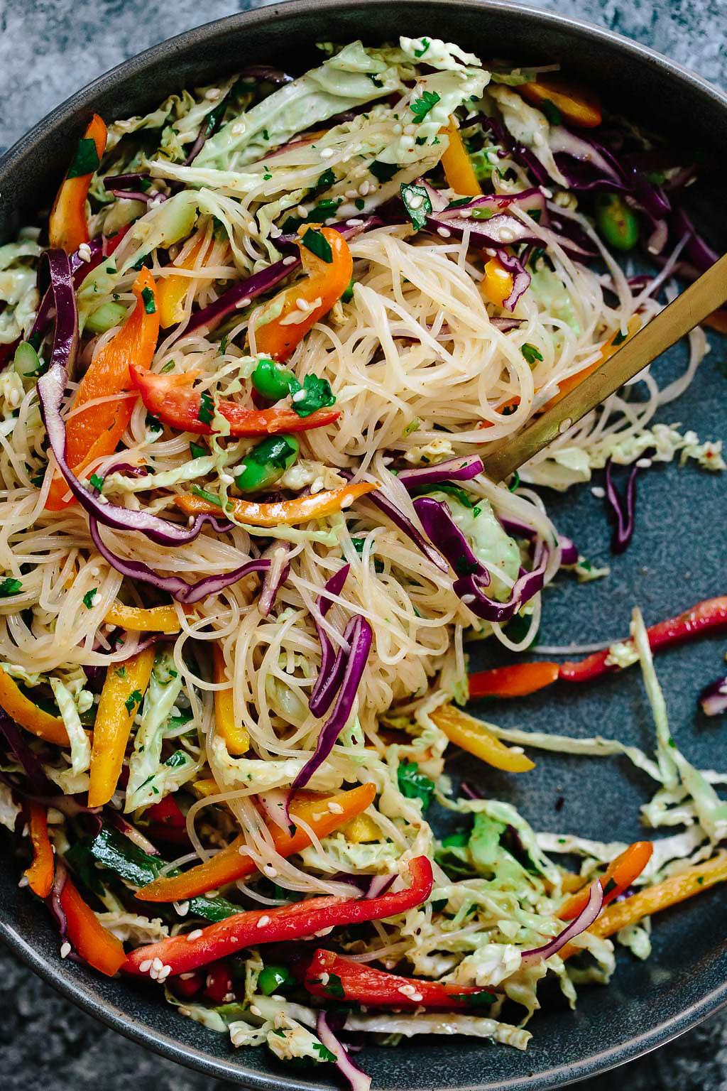 Rainbow Veggie Rice Noodle Bowls